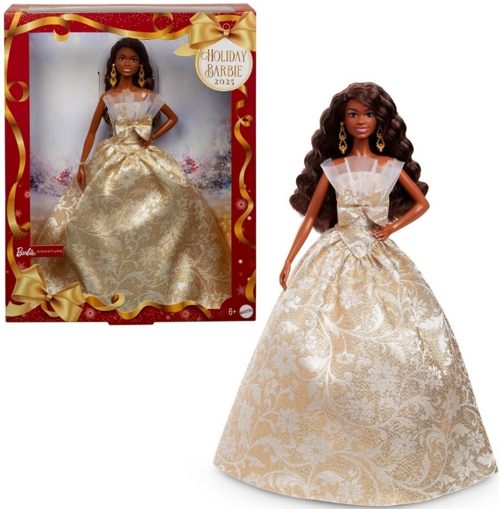 Holiday Barbie Signature 2025  African American Black Hair Silver & Gold Gown